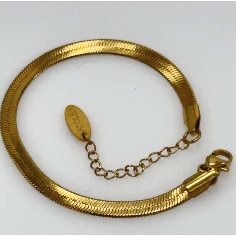 Atolea Bracelet "Kauai" Herringbone 18K Gold Plated over SS Adjustable 6" - 8"